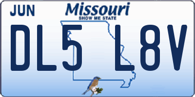 MO license plate DL5L8V