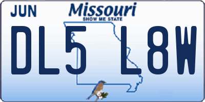 MO license plate DL5L8W
