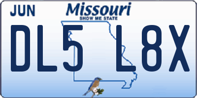 MO license plate DL5L8X