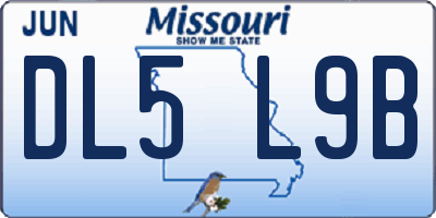 MO license plate DL5L9B