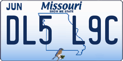 MO license plate DL5L9C