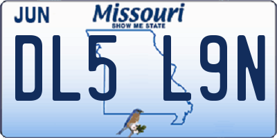 MO license plate DL5L9N