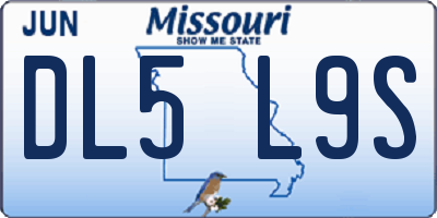 MO license plate DL5L9S