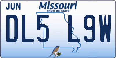 MO license plate DL5L9W
