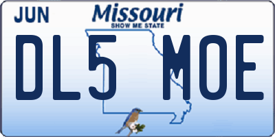 MO license plate DL5M0E