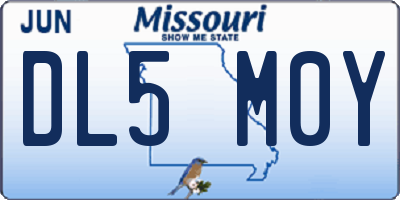 MO license plate DL5M0Y