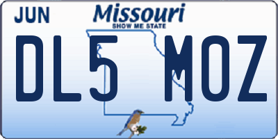 MO license plate DL5M0Z