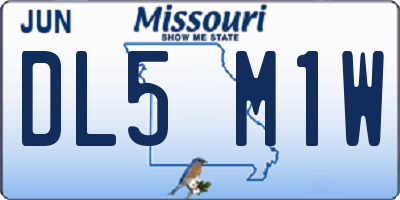 MO license plate DL5M1W