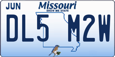 MO license plate DL5M2W
