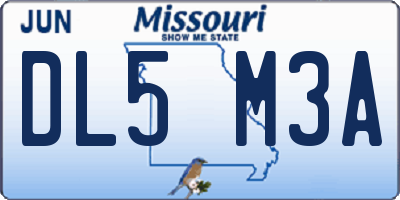 MO license plate DL5M3A