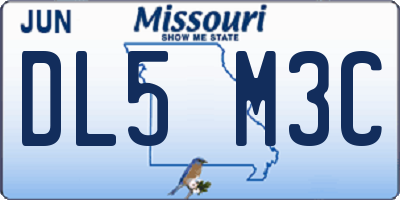 MO license plate DL5M3C
