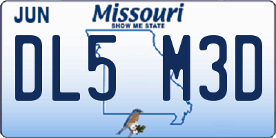 MO license plate DL5M3D