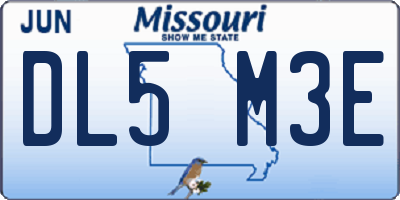 MO license plate DL5M3E