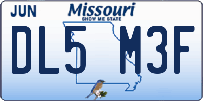 MO license plate DL5M3F