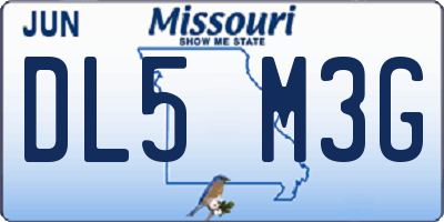 MO license plate DL5M3G