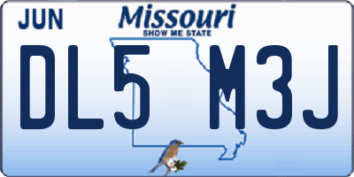 MO license plate DL5M3J