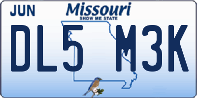 MO license plate DL5M3K