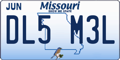 MO license plate DL5M3L