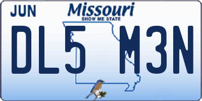 MO license plate DL5M3N