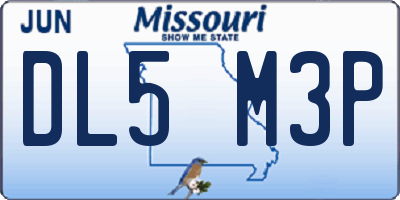 MO license plate DL5M3P