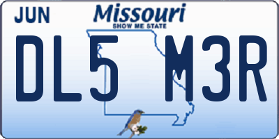 MO license plate DL5M3R