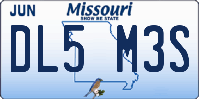 MO license plate DL5M3S