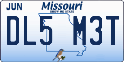 MO license plate DL5M3T