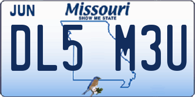 MO license plate DL5M3U