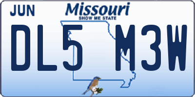 MO license plate DL5M3W