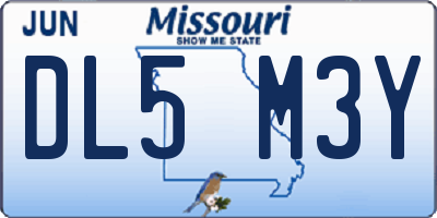 MO license plate DL5M3Y