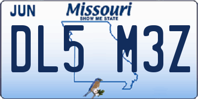 MO license plate DL5M3Z