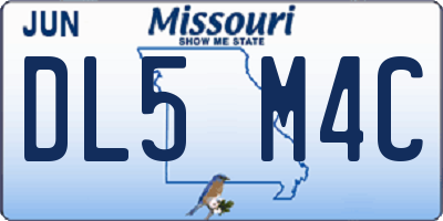 MO license plate DL5M4C