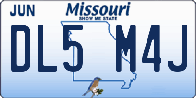 MO license plate DL5M4J