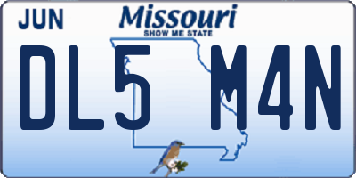 MO license plate DL5M4N