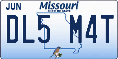 MO license plate DL5M4T