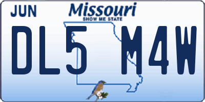 MO license plate DL5M4W