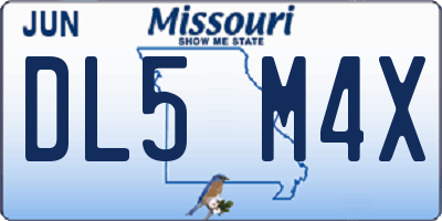 MO license plate DL5M4X
