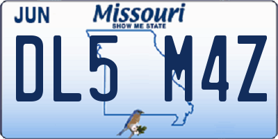 MO license plate DL5M4Z
