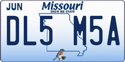 MO license plate DL5M5A