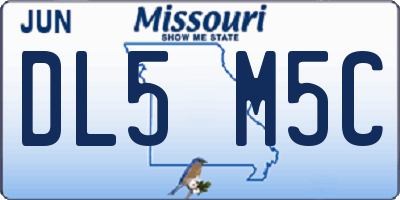 MO license plate DL5M5C
