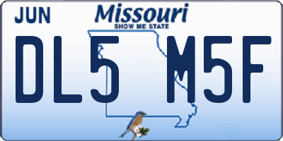MO license plate DL5M5F