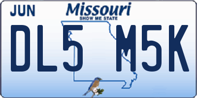 MO license plate DL5M5K