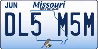 MO license plate DL5M5M