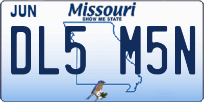 MO license plate DL5M5N