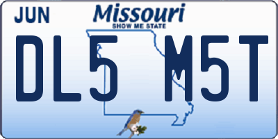 MO license plate DL5M5T