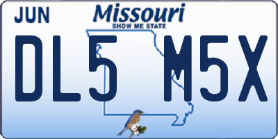 MO license plate DL5M5X