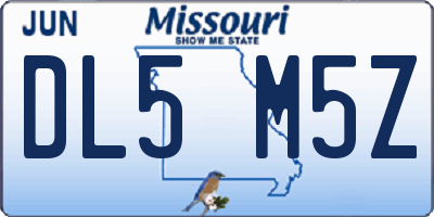 MO license plate DL5M5Z