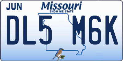 MO license plate DL5M6K