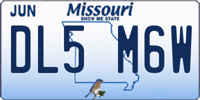 MO license plate DL5M6W