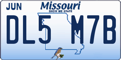 MO license plate DL5M7B